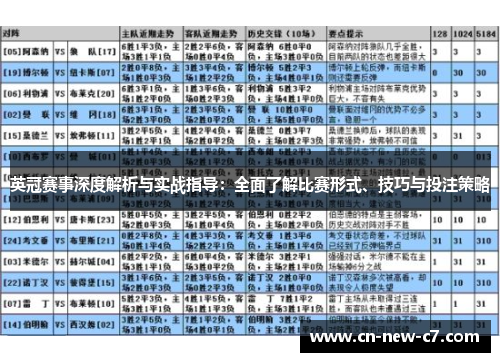 英冠赛事深度解析与实战指导:全面了解比赛形式、技巧与投注策略 英冠赛事深度解析与实战指导:全面了解比赛形式、技巧与投注策略